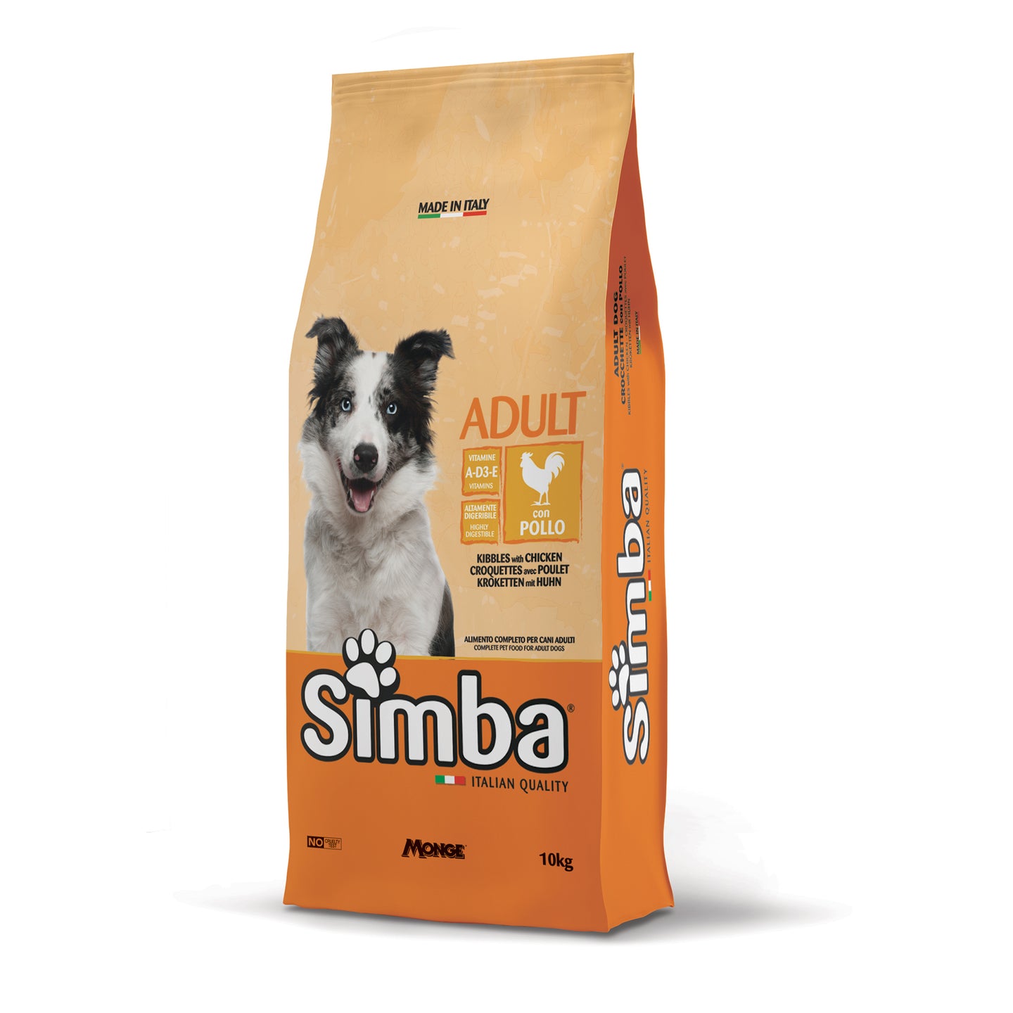 Simba Adult Dry Dog Food 10kg - Chicken Formula, Complete Balanced Nutrition, High Protein, Digestive Support, Made in Italy